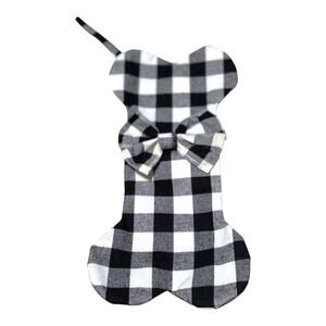 Pet Dog Christmas Stocking - Plaid Bone with Bow